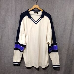 Asos Design Sweatshirt Mens 2XL Cream Blue Boho Retro 90s Y2K Sporty Athletic